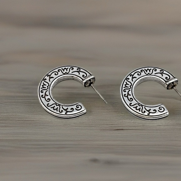 Brighton half hoop earrings with scroll work new backs. - Picture 1 of 4